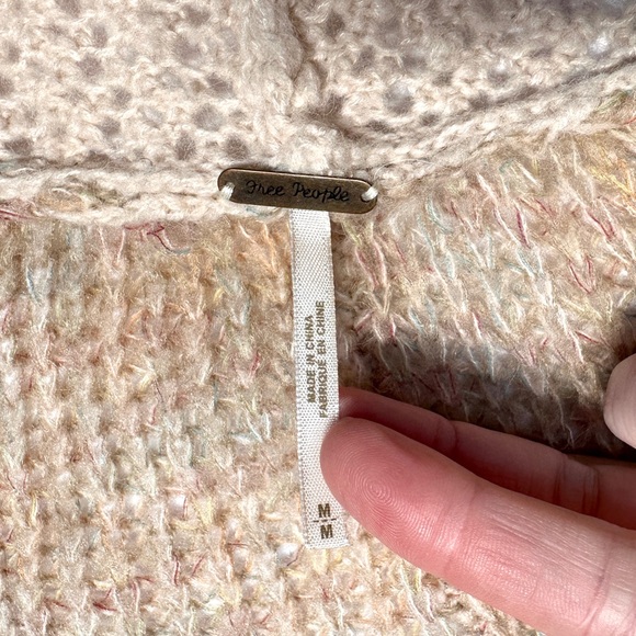 Free People Merci Hooded Wool Blend Crochet Tunic Sweater Size M Boho Festival - Picture 7 of 15